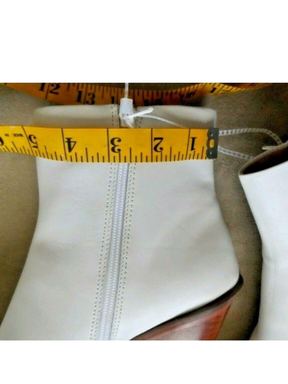 Steve Madden Charlene Leather Ankle Boots with Wooden Heel White Sz 8.5 New - Picture 9 of 13